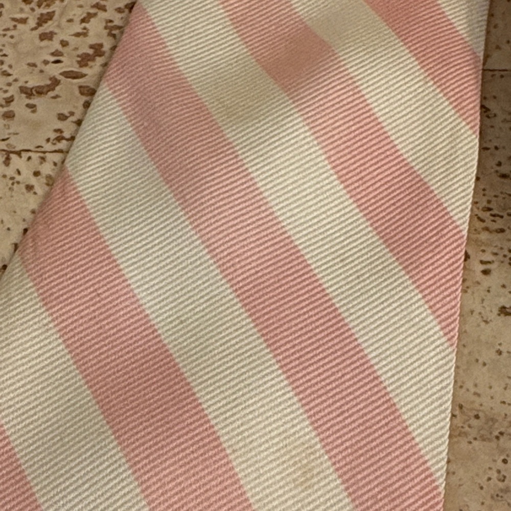 Vintage Stonestreet’s Harvard Square Repp Tie Pink and Cream Stripes 100% Silk - Picture 7 of 7